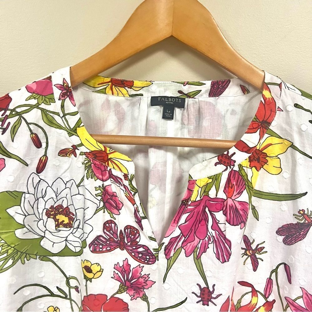 Talbots flowered cotton lightweight top   Size L/P - Picture 2 of 8